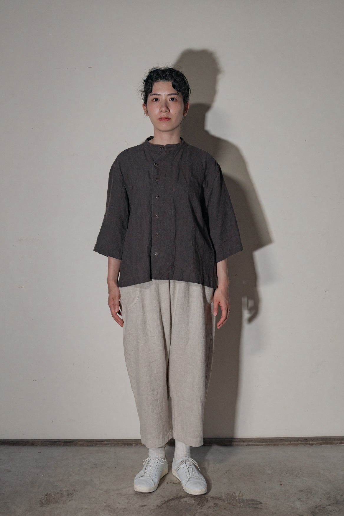 Sun-dried linen short shirt