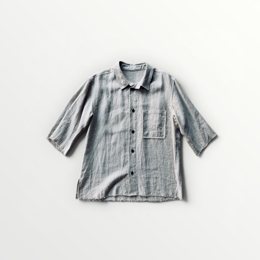 Ramie linen SOFT feather collar shirt