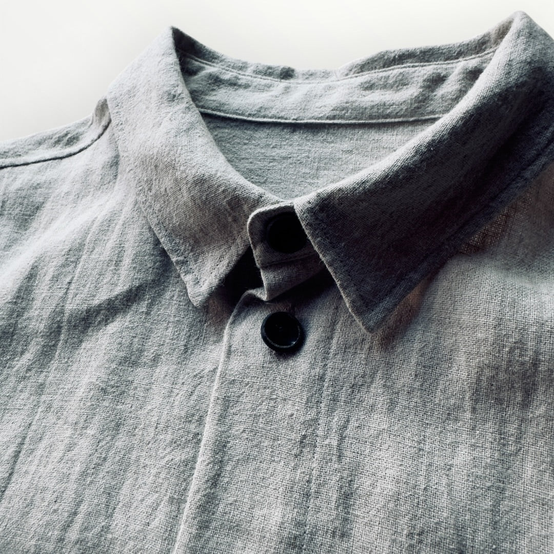 Ramie linen SOFT feather collar shirt