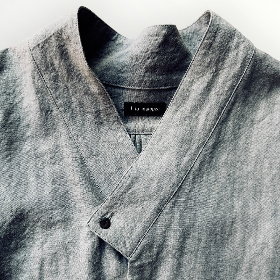 High-density Japanese paper linen back pintuck shirt