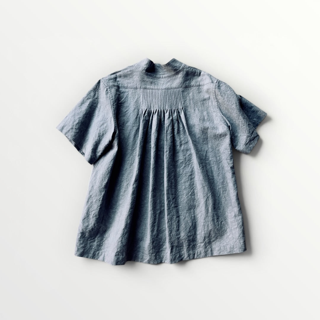 High-density Japanese paper linen back pintuck shirt