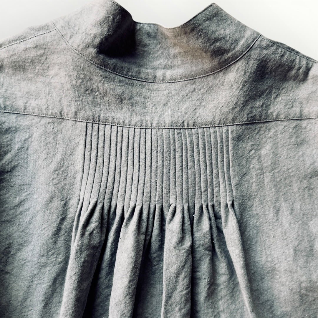 High-density Japanese paper linen back pintuck shirt