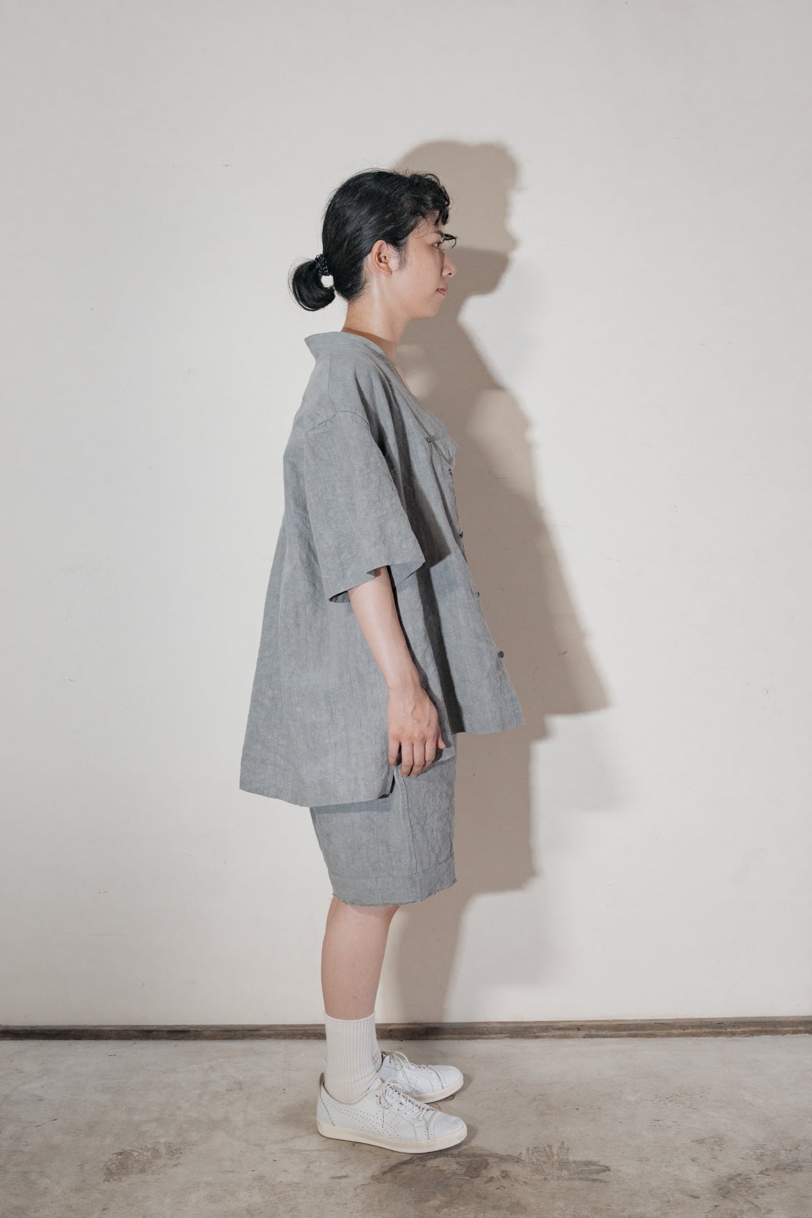 High-density Japanese paper linen back pintuck shirt