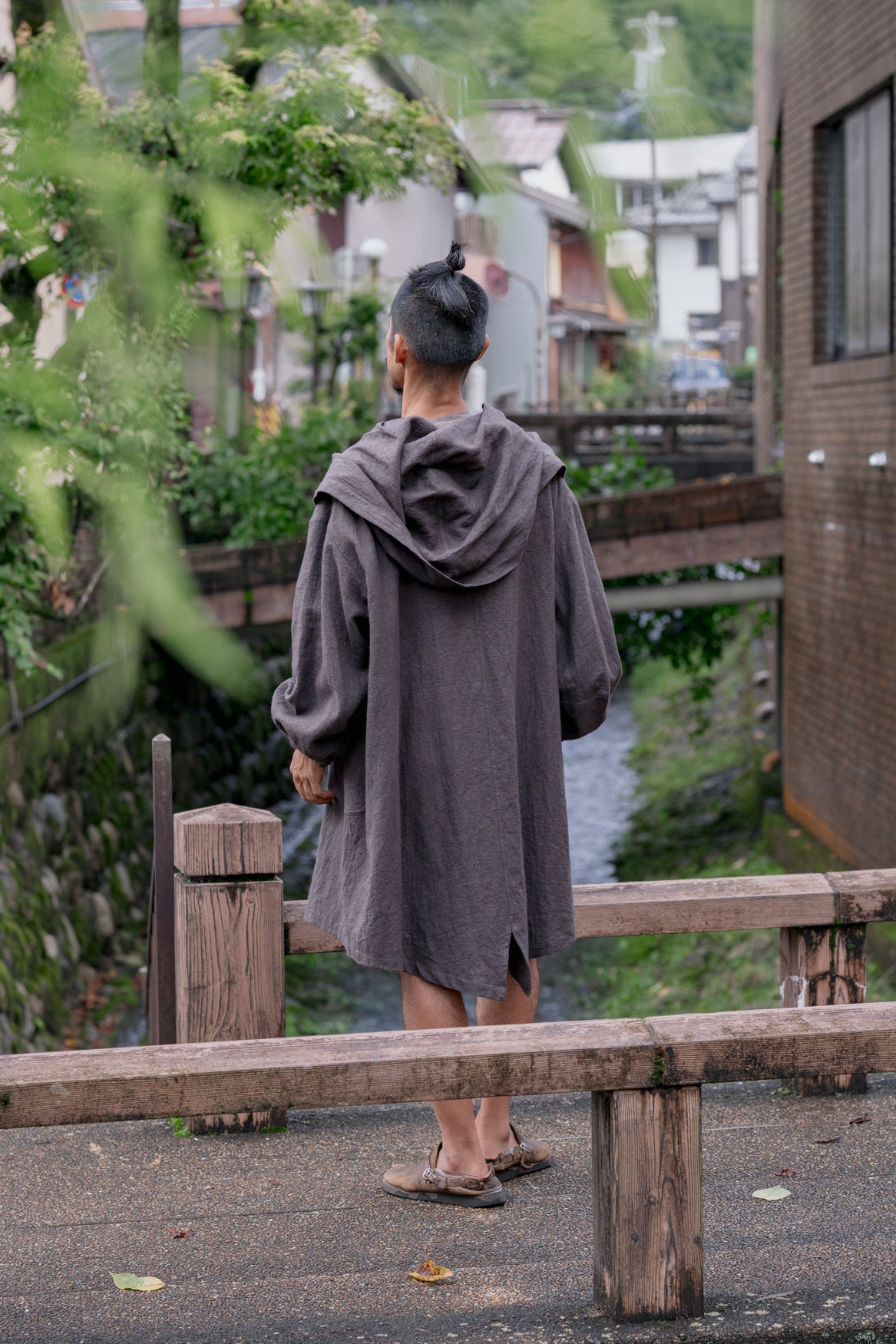 Ramie linen parka coat