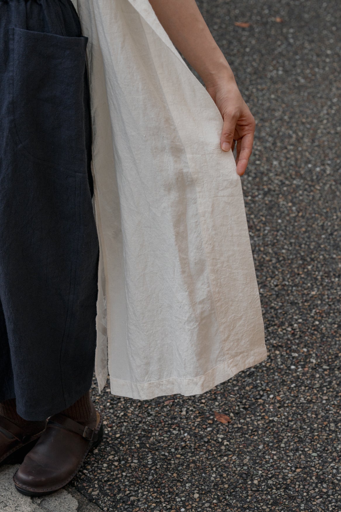 Sun-dried linen short-sleeved long shirt