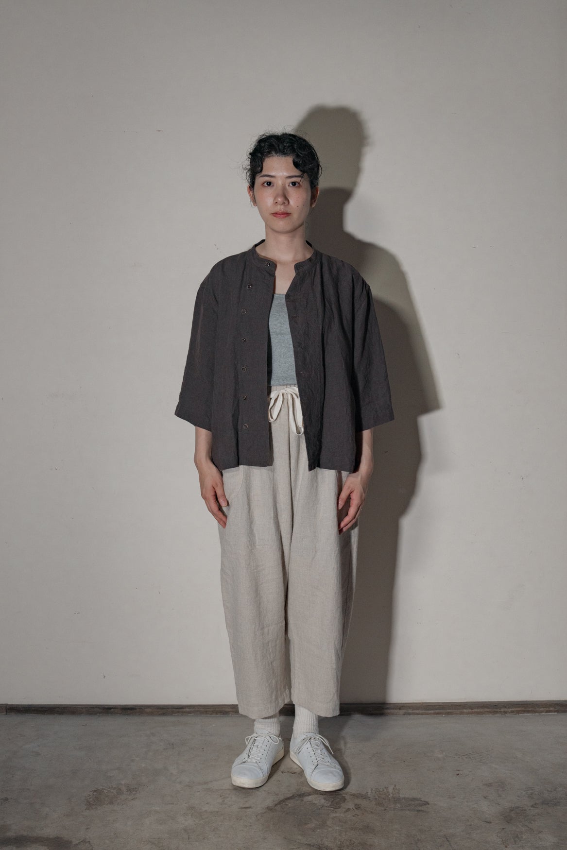 Sun-dried linen short shirt