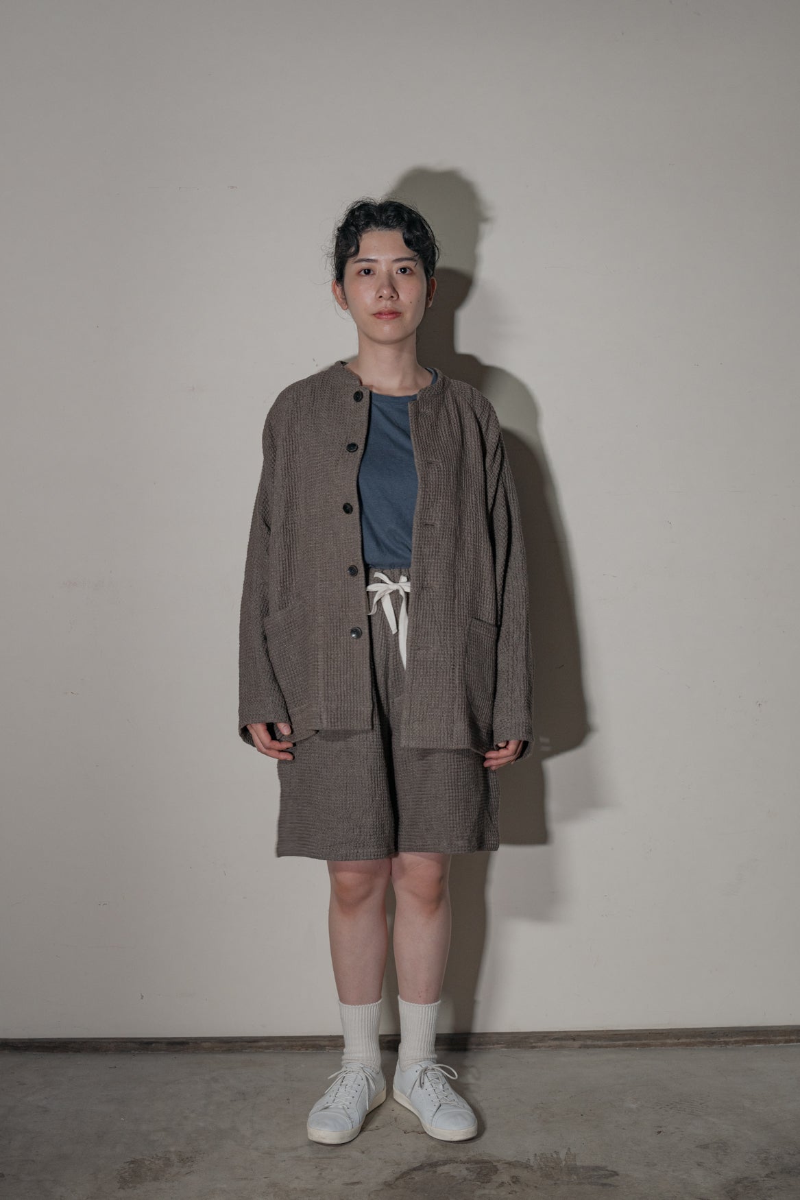 Beehive Weave Linen Stand Jacket