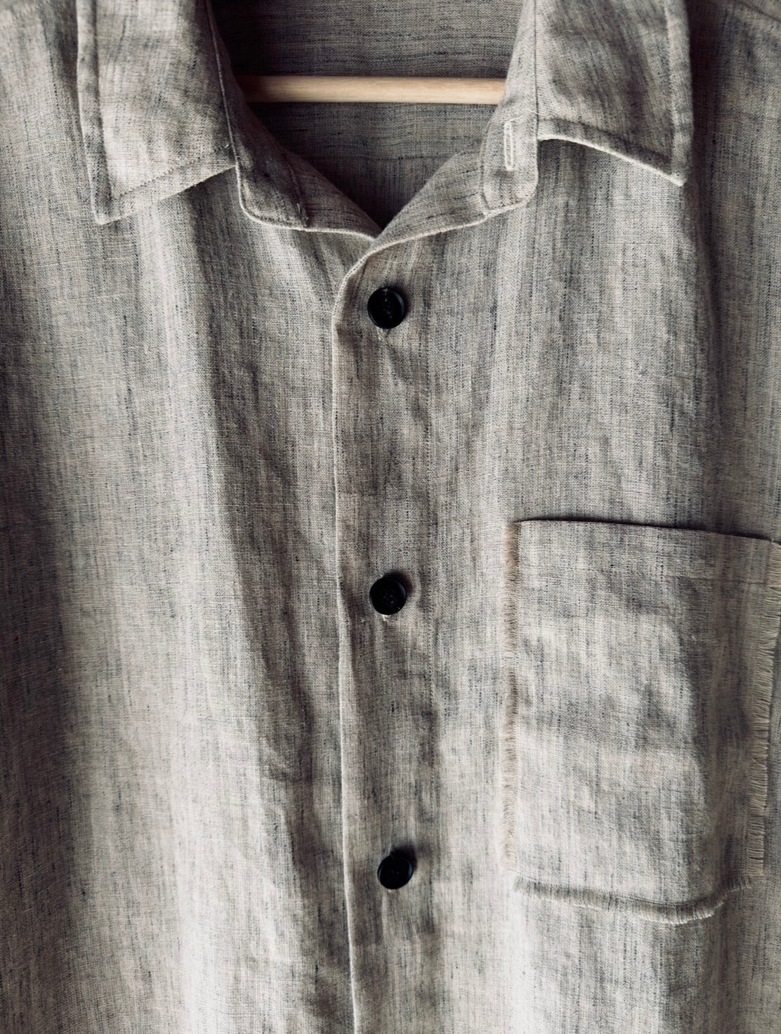 Ramie Linen TOP Feather Collar Shirt