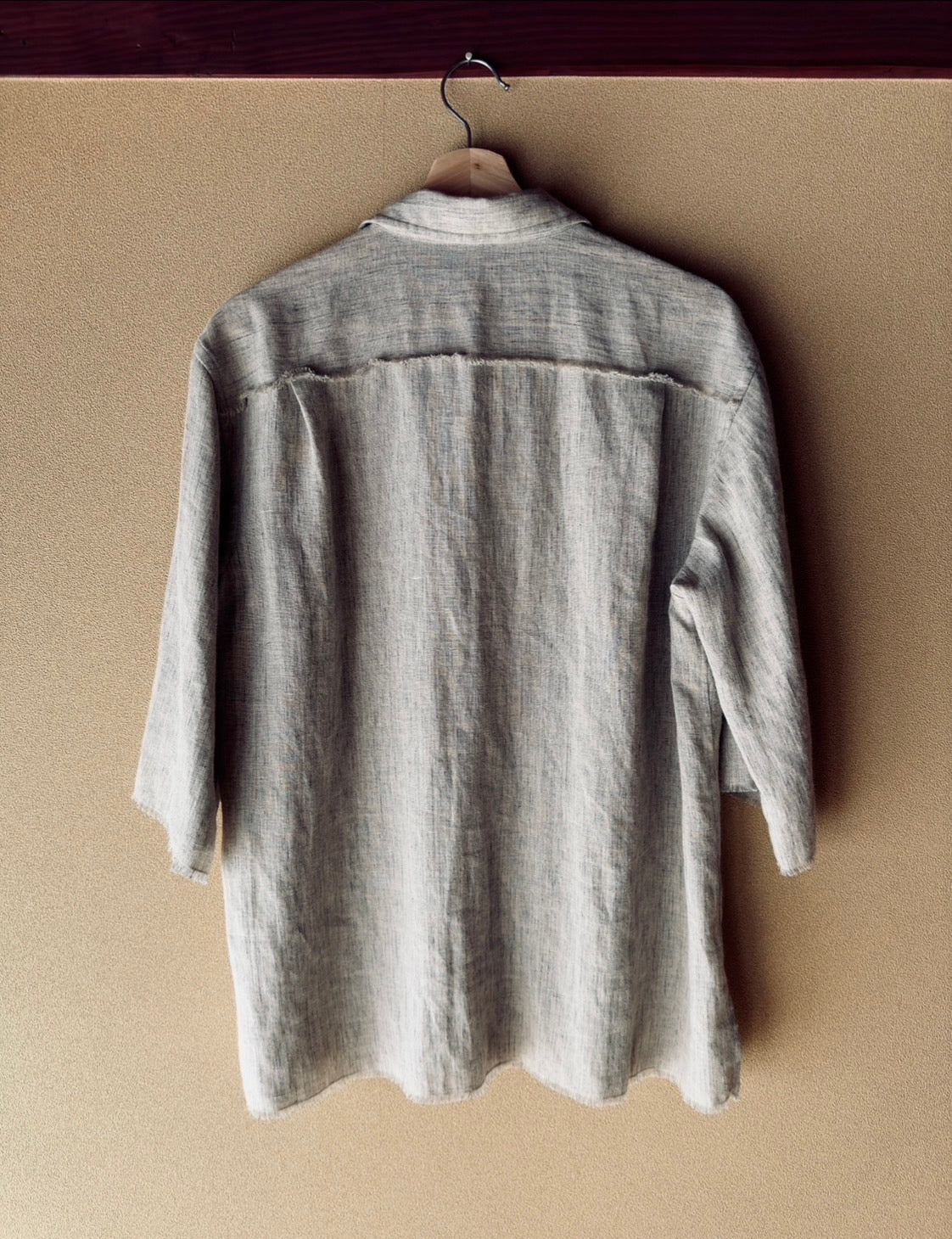 Ramie Linen TOP Feather Collar Shirt