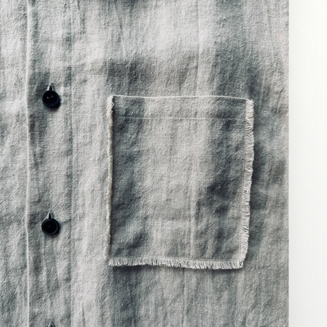 Ramie linen SOFT feather collar shirt