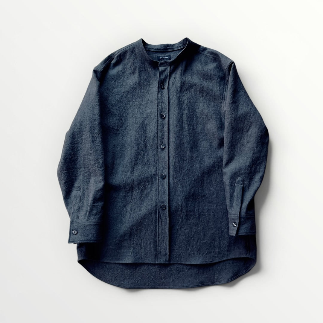 Ramie linen stand-up collar shirt