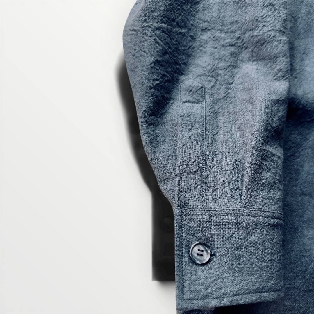 Ramie linen stand-up collar shirt
