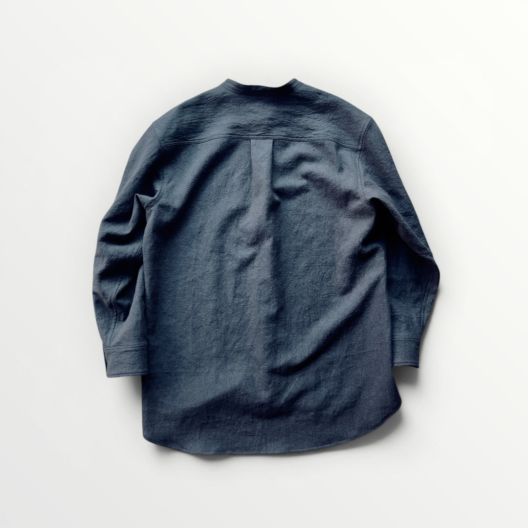 Ramie linen stand-up collar shirt