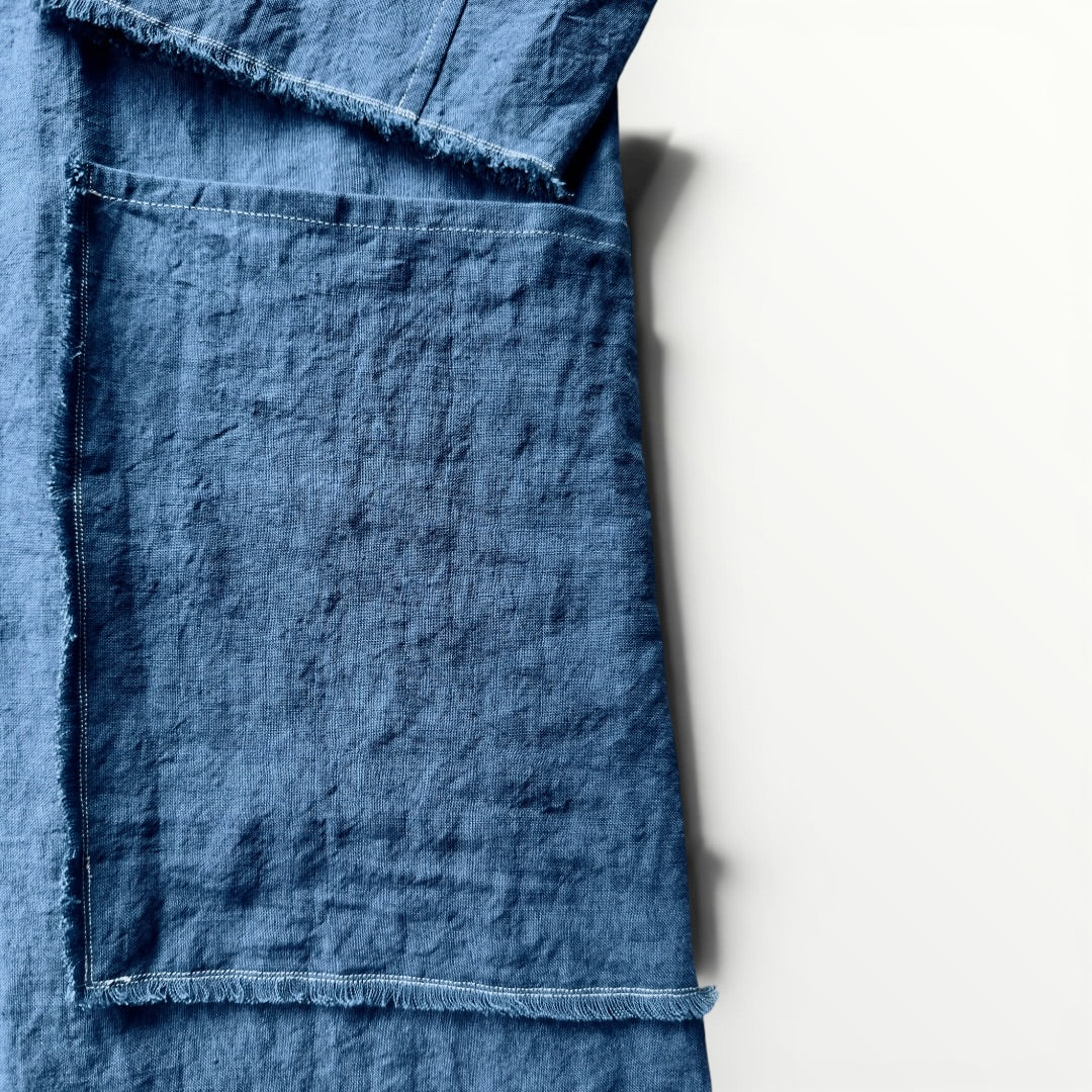 Sun-dried linen collarless dress