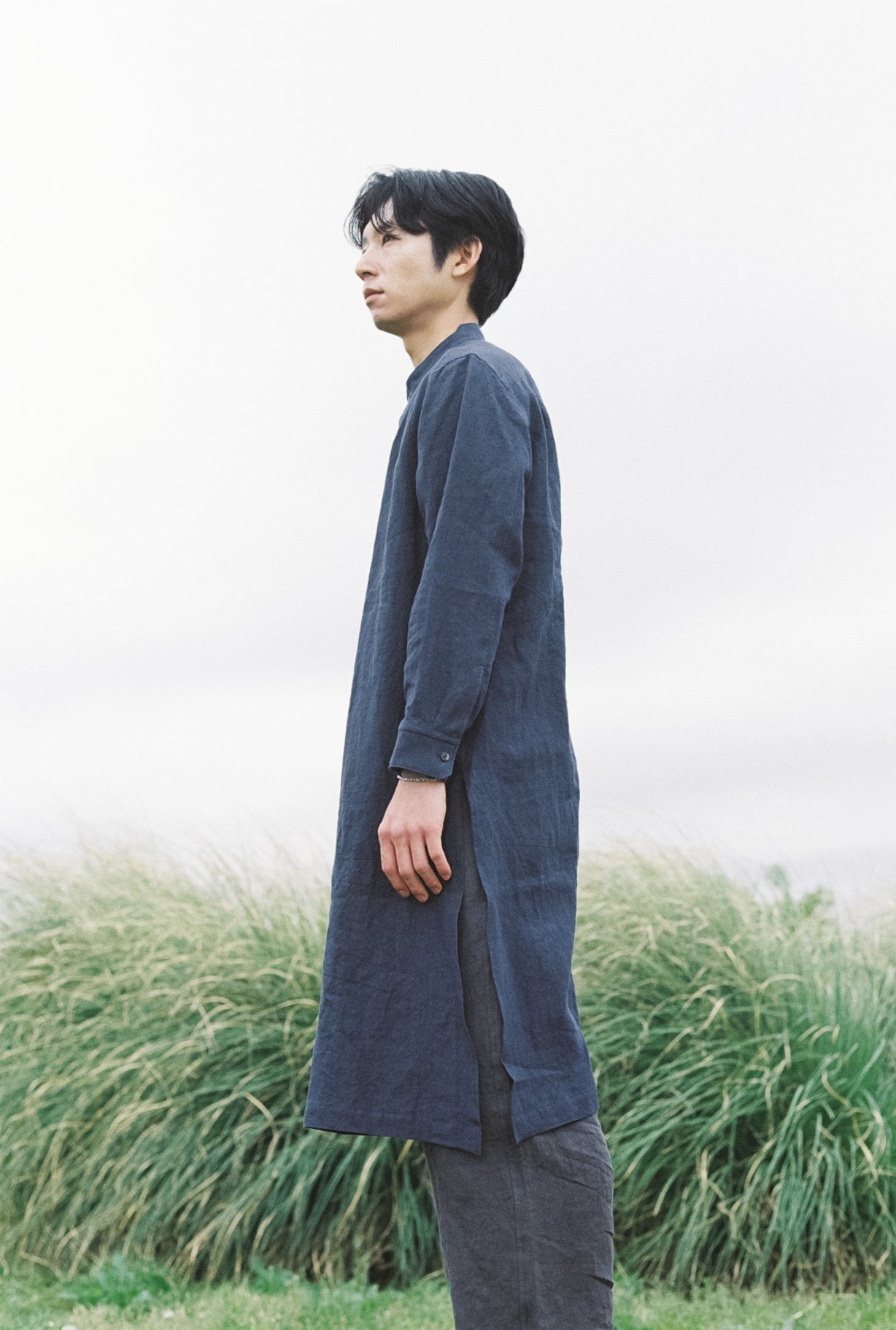 Sun-dried linen long shirt