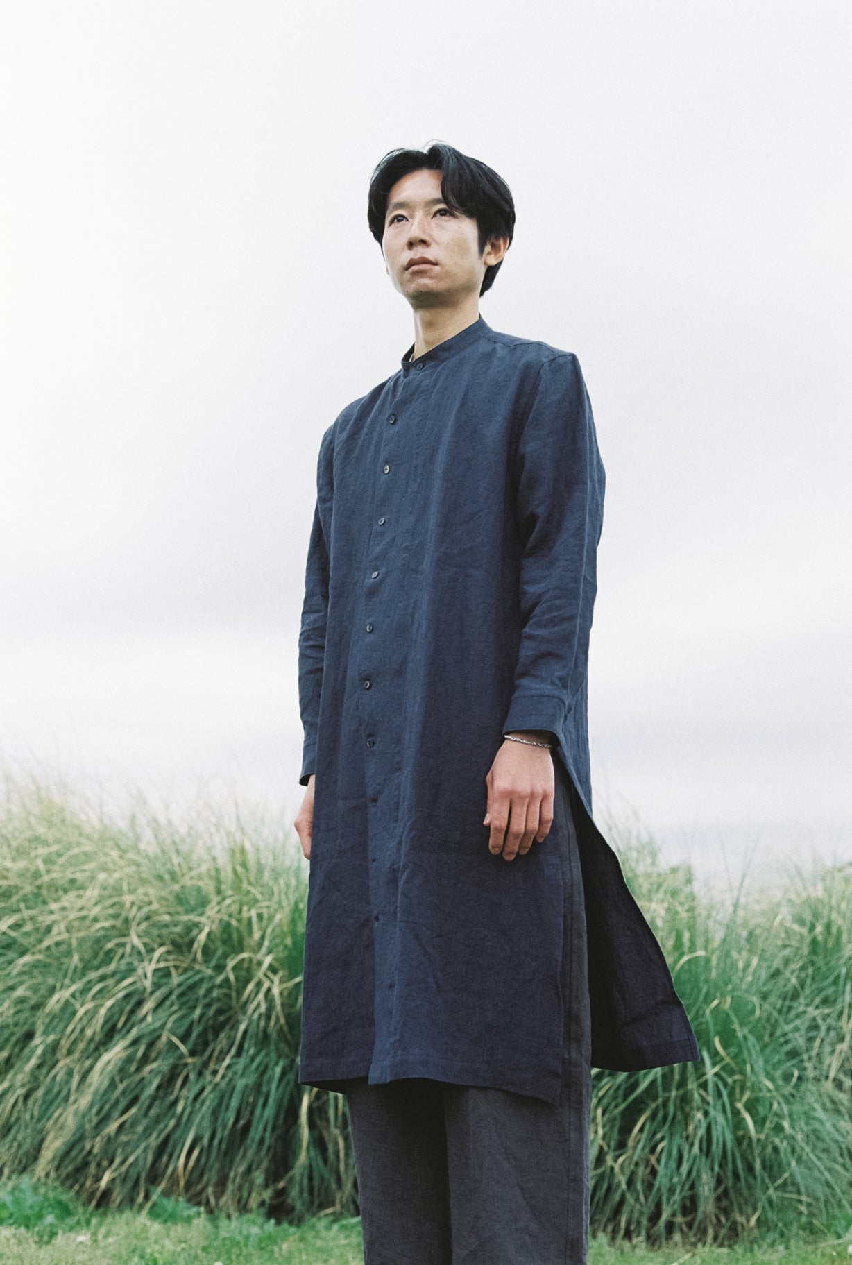 Sun-dried linen long shirt