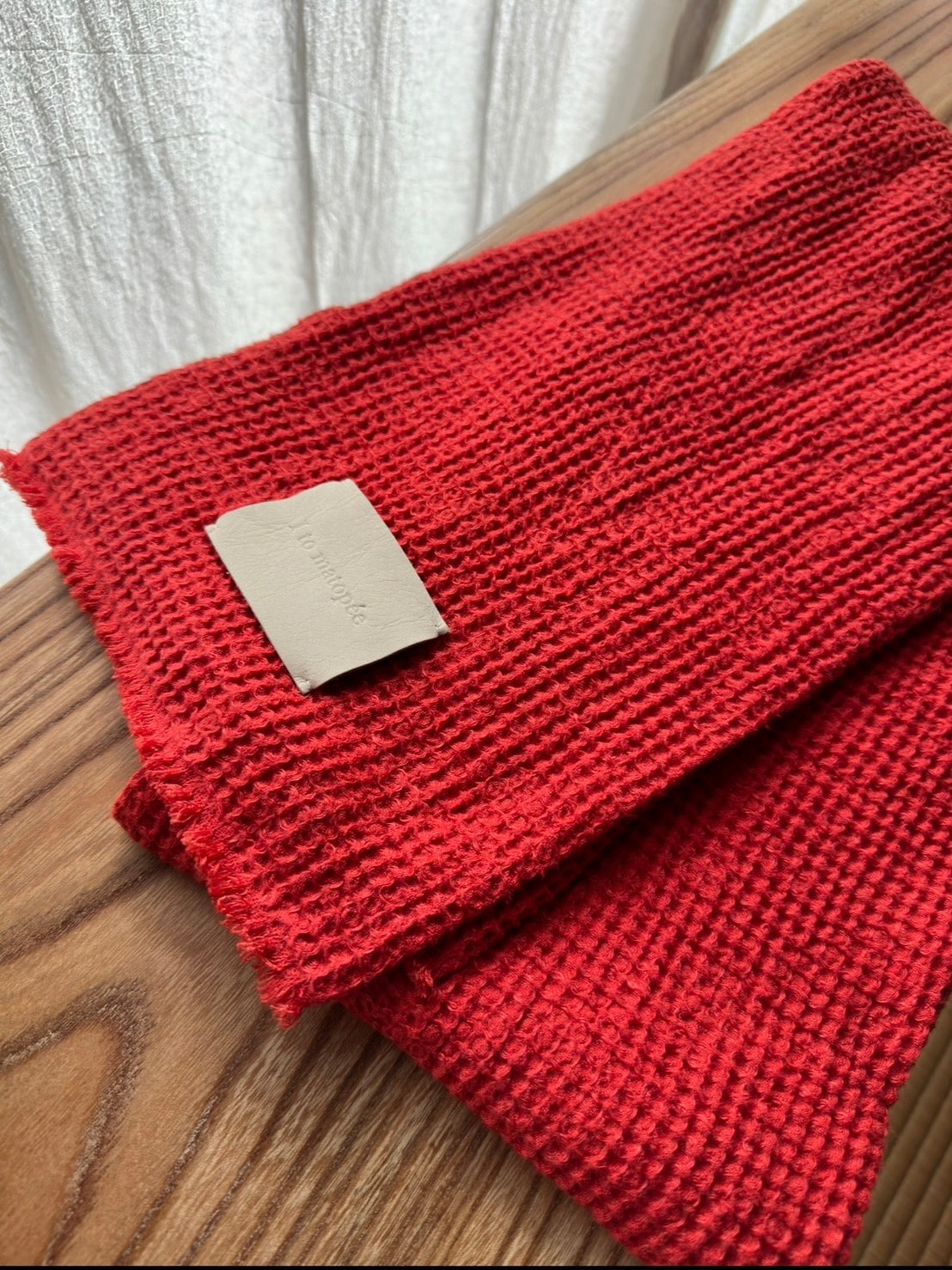 Beehive weave linen scarf